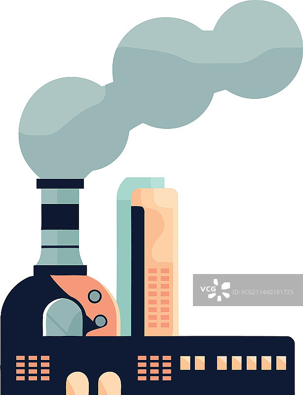 工厂烟囱排放废气污染环境图片素材