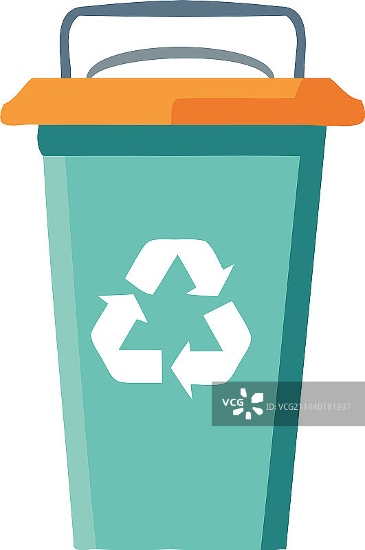 塑料垃圾桶上的回收标志图片素材