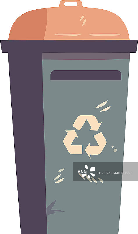 垃圾桶上的回收标志与自然保护图片素材