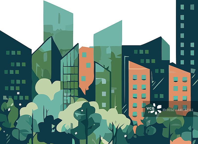 现代城市天际线自然背景图片素材