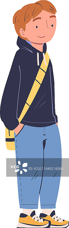 休闲装扮的青少年男学生卡通图片素材