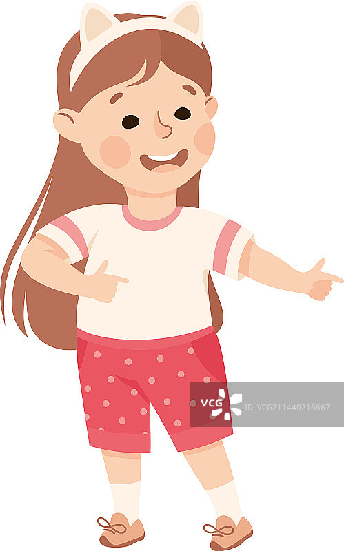 快乐的可爱小女孩用手指着图片素材