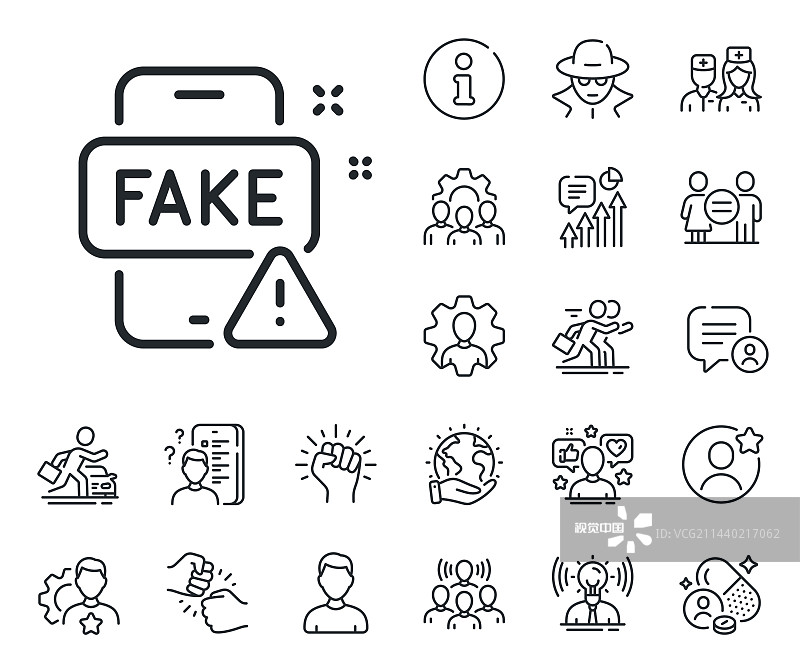 虚假新闻线性图标网络宣传标志图片素材
