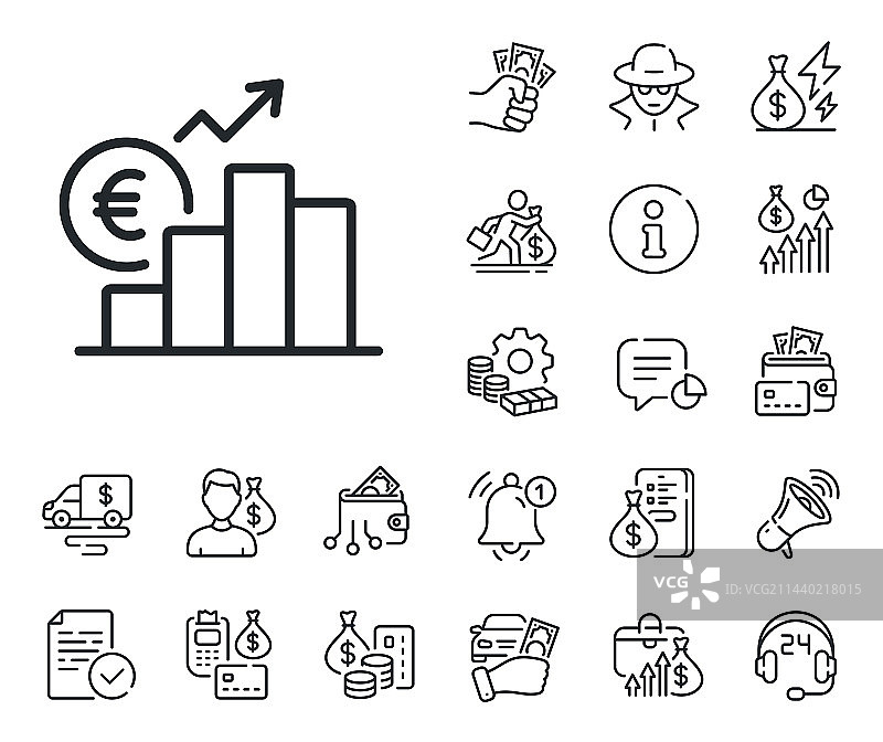 欧元汇率线条图标货币兑换标志现金图片素材