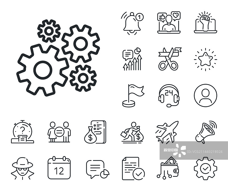 齿轮线条图标工程工具标志图片素材