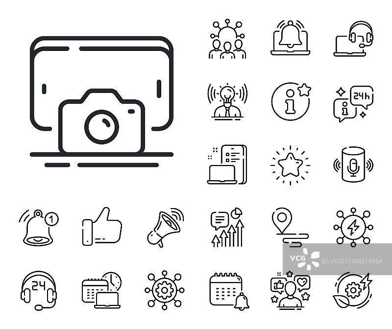 手机照片线图标智能手机或手机图片素材