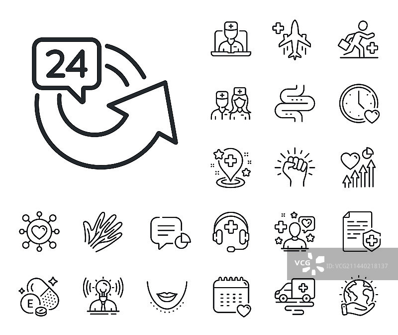 24小时服务线图标，每日重复标志图片素材