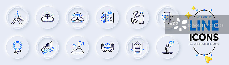 饮食菜单训练结果和船只线性图标图片素材