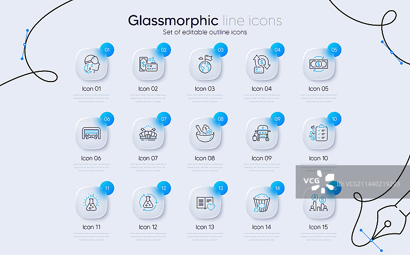 爱心书本、燃气烤架和卡片线条图标集图片素材