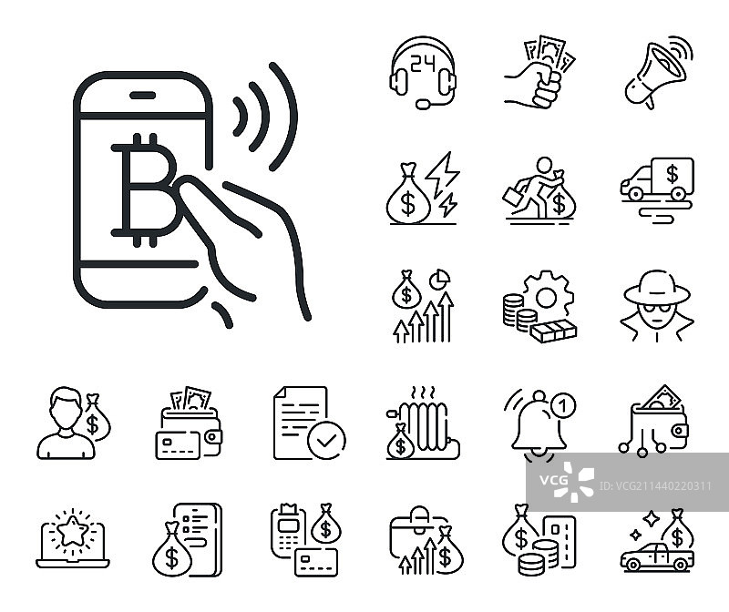比特币手机支付加密货币图标图片素材