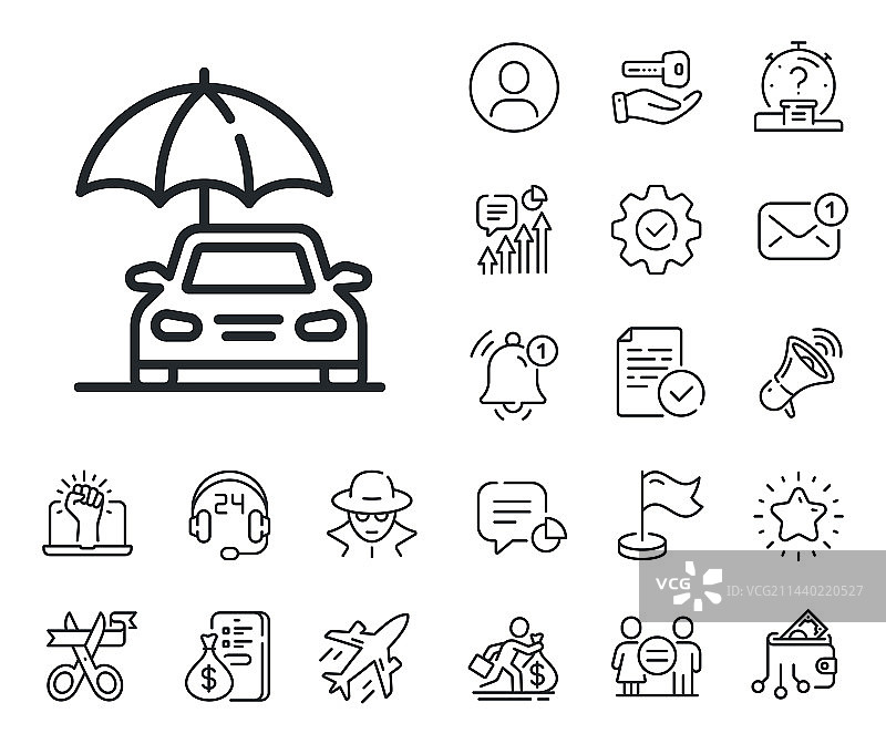 汽车保险风险管理线条图标图片素材