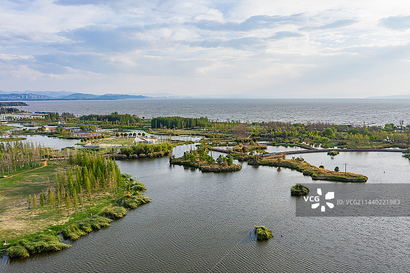 云南昆明斗南湿地公园 昆明滇池外海 呈贡区城市湿地生态美景图片素材