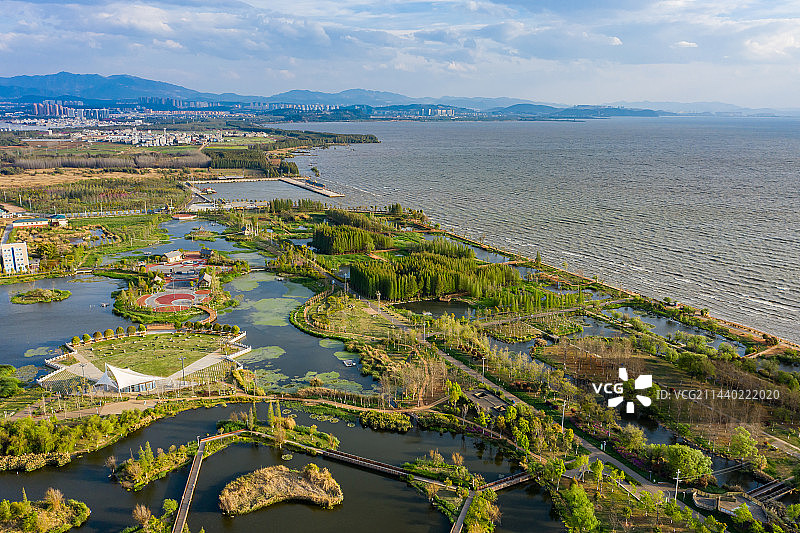 云南昆明斗南湿地公园 昆明滇池外海 呈贡区城市湿地生态美景图片素材