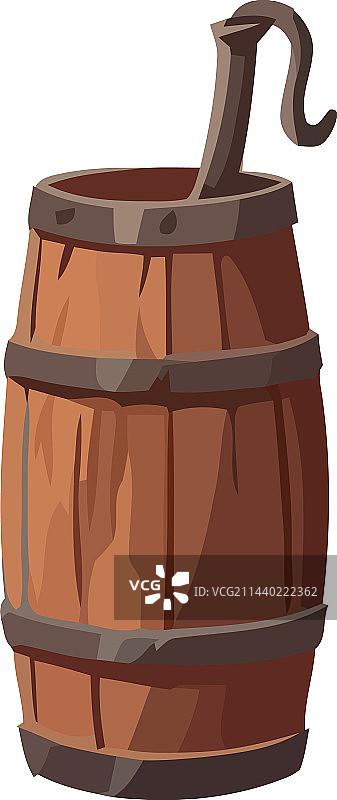 盛放庆祝饮品的老酒窖桶图片素材