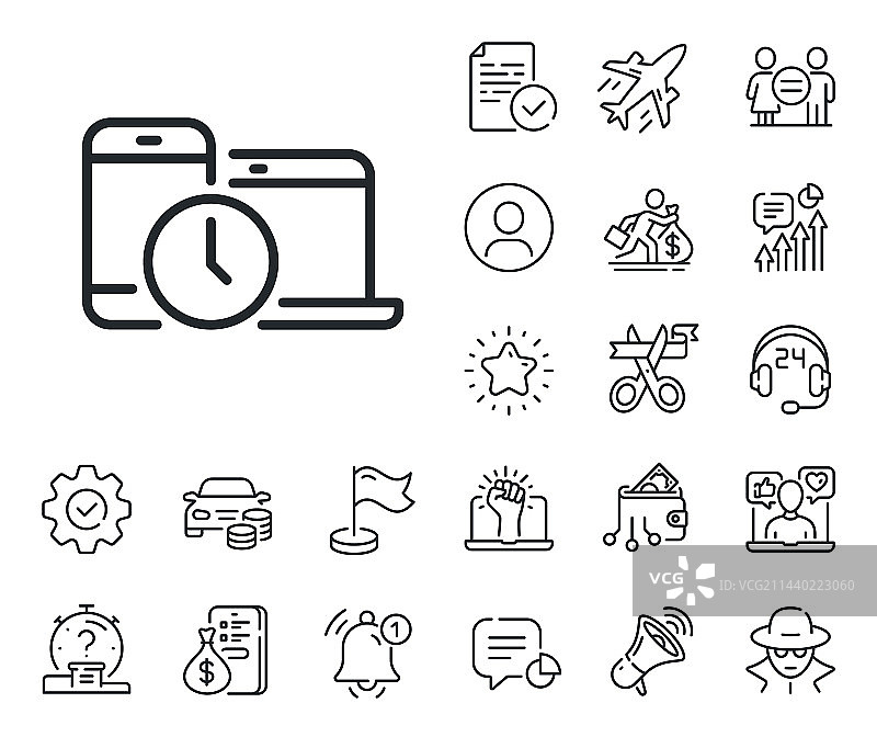 时间管理线性时钟手机图标图片素材