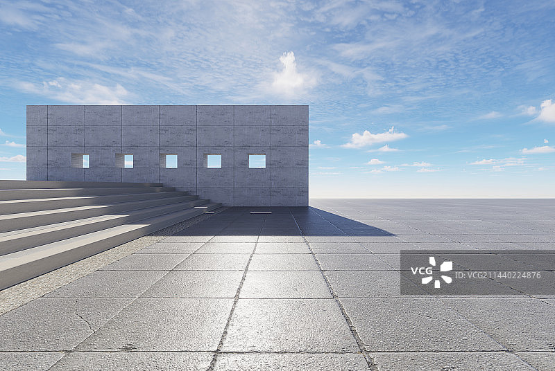 3D渲染户外混凝土空间图片素材