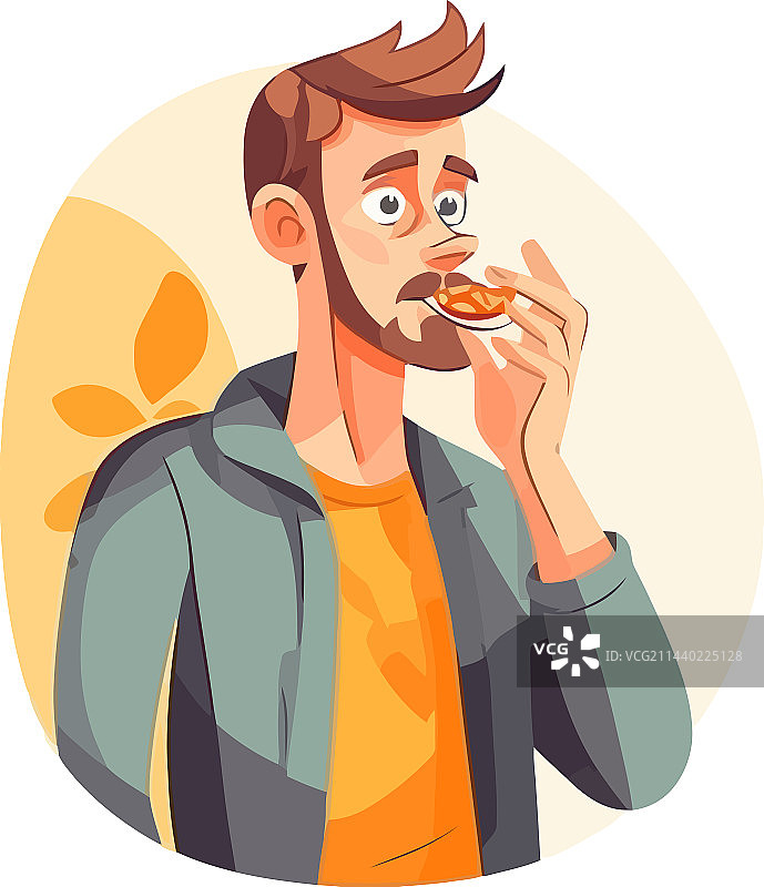 男子在孤立的背景下吃午餐图片素材