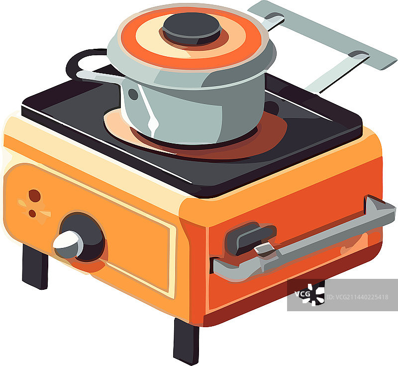 带平底锅的燃气灶图片素材