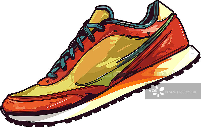 黄色带鞋带的跑鞋图片素材