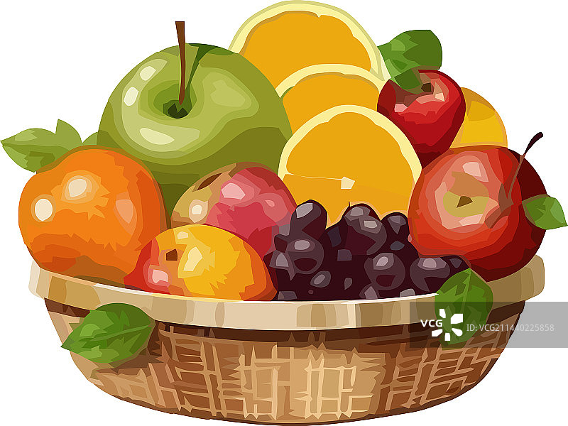 装满成熟多汁浆果的新鲜水果篮图片素材