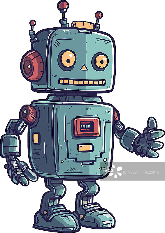 未来玩具机器人欢快站立图片素材