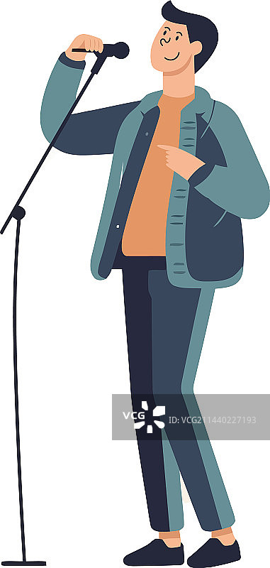 微笑的男人拿着麦克风图片素材