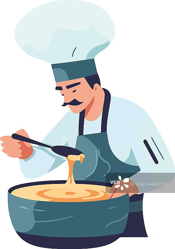厨师烹饪美食，手持勺子和盘子图片素材
