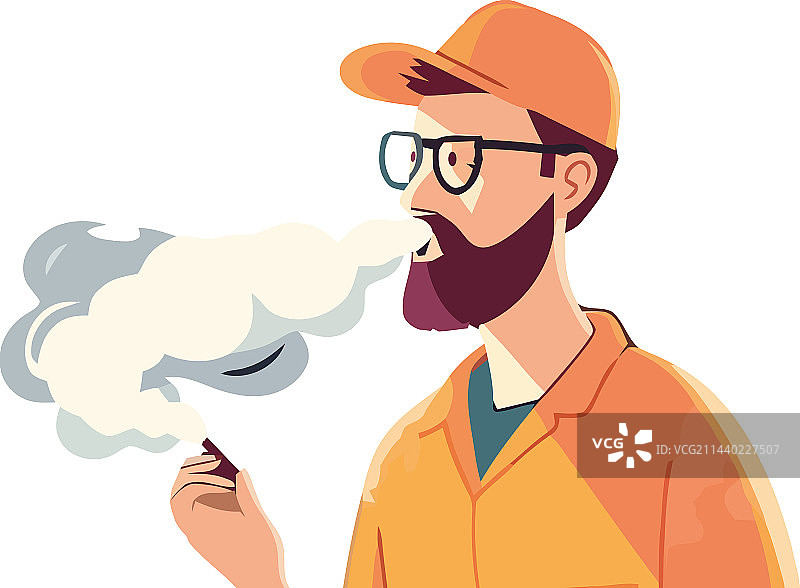 一个人抽着烟图片素材