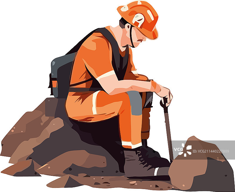 建筑工人登山工作图片素材