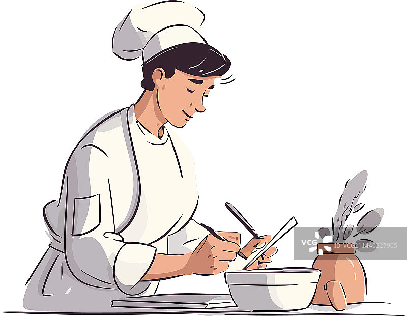 面带微笑的厨师端着碗图片素材