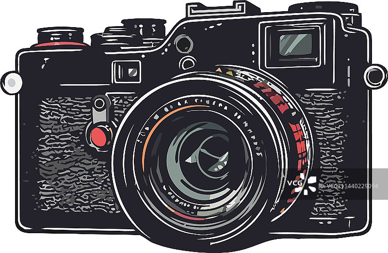 带现代镜头的古董相机图片素材