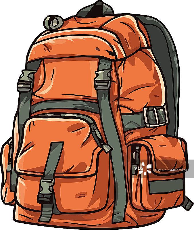 携带徒步探险装备的背包客图片素材