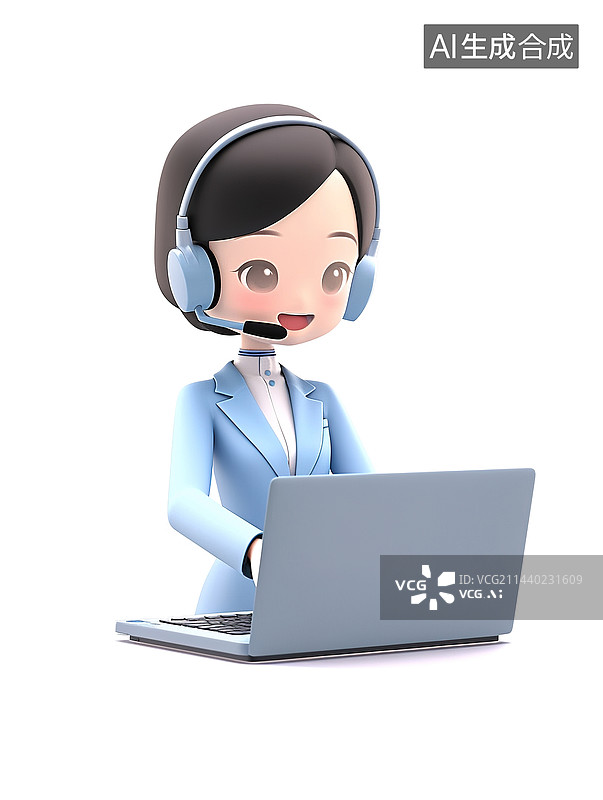 【AI数字艺术】客服人员3d插画图片素材
