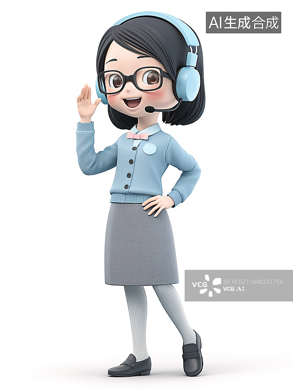 【AI数字艺术】客服人员3d插画图片素材