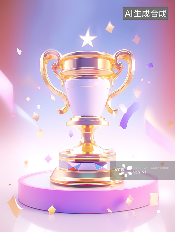 【AI数字艺术】获奖奖杯3d插画图片素材
