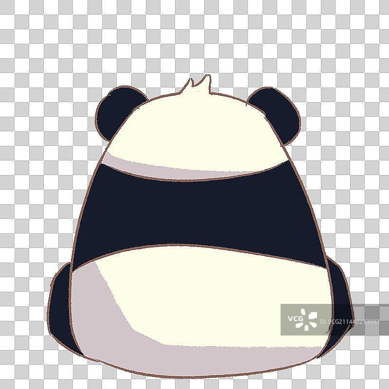 大熊猫插画表情包-背面，生气图片素材