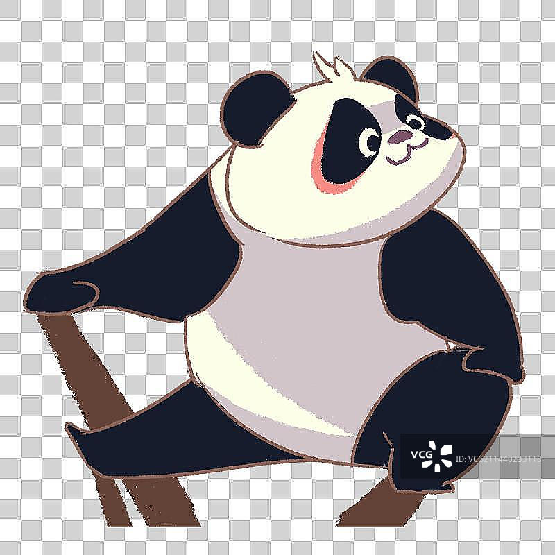 大熊猫插画表情包-爬树的一字马萌兰图片素材