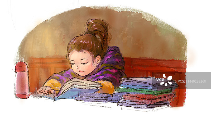 看书的小女孩图片素材