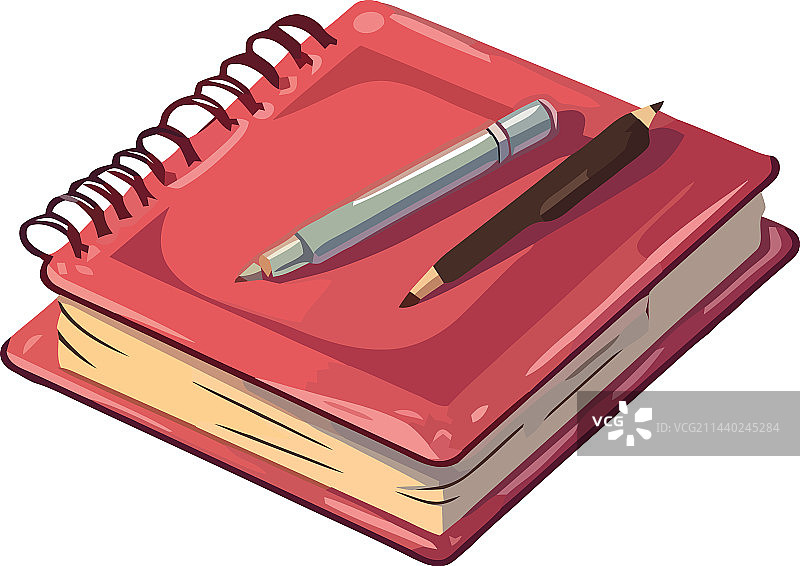 红色教科书和笔图片素材