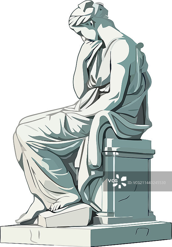 希腊女性坐像雕塑图片素材