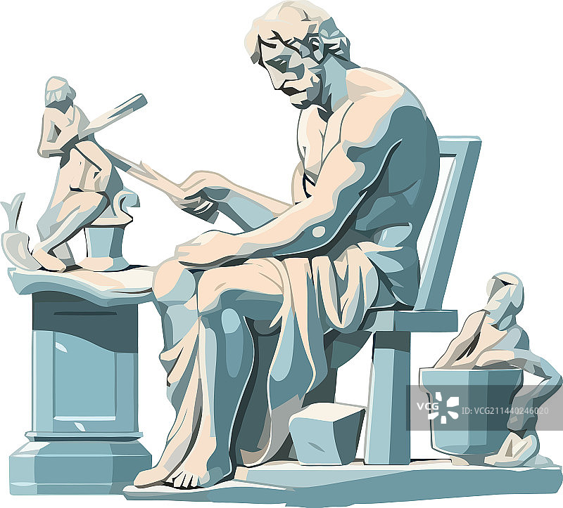 古典希腊男子坐像雕塑图片素材