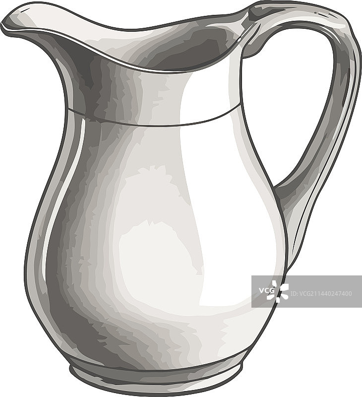 带有华丽把手设计的陶制牛奶罐图片素材