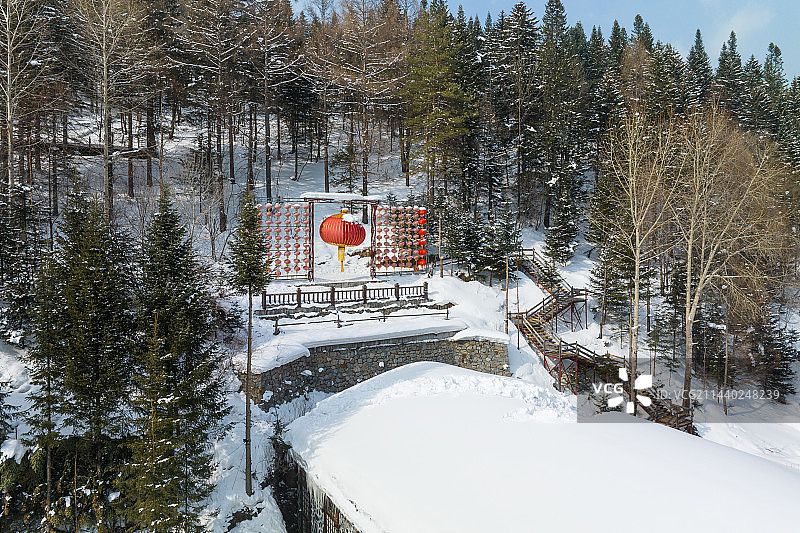黑龙江雪乡冬季风光航拍图片素材
