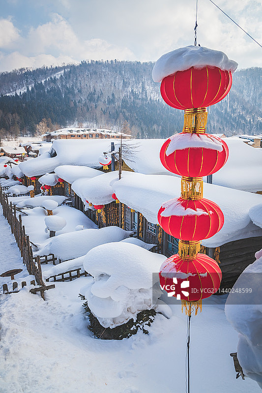 黑龙江雪乡冬季风光航拍图片素材