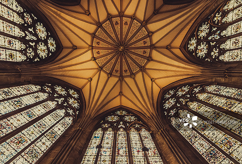 约克大教堂天花板低角度视图图片素材