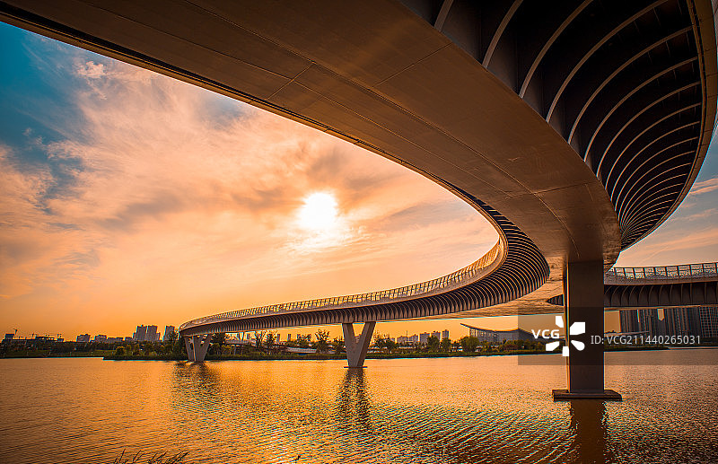 夕阳下的灞河图片素材