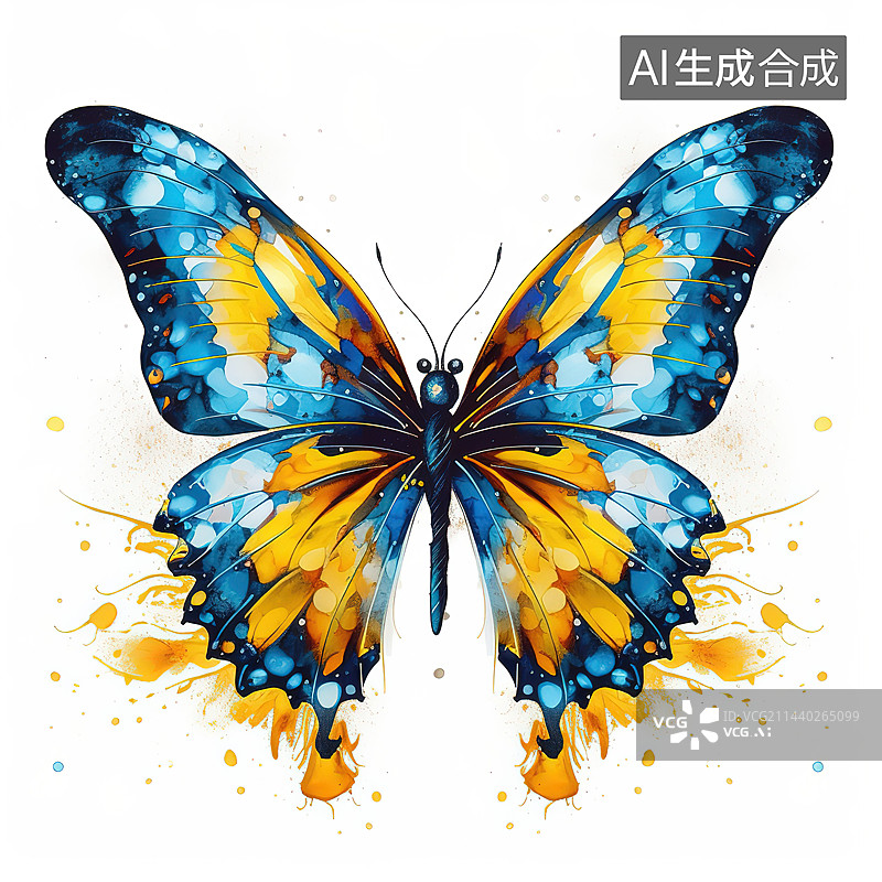 【AI数字艺术】白色背景上蝴蝶的特写镜头图片素材
