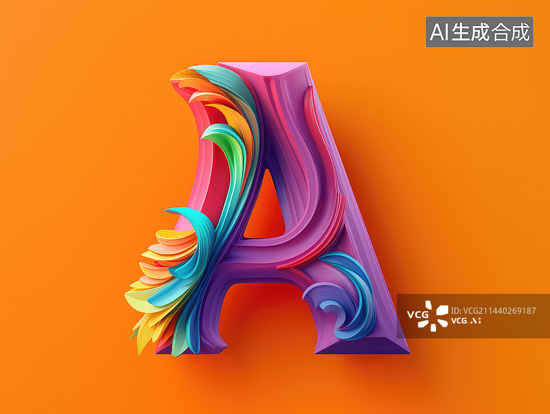 【AI数字艺术】3d字母A图片素材