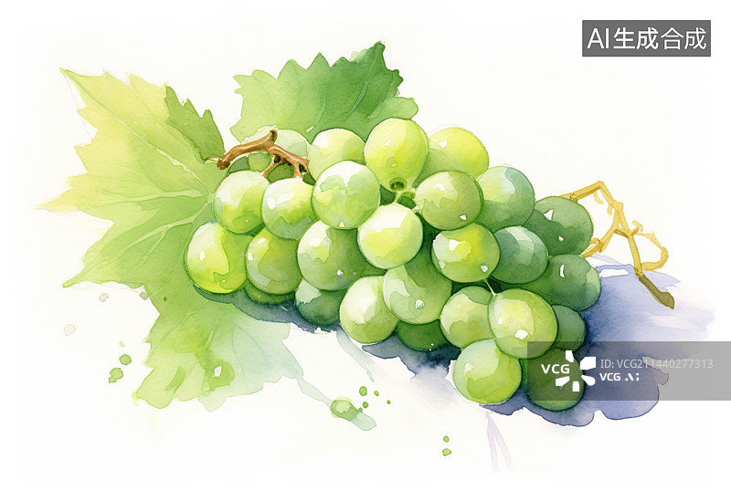 【AI数字艺术】一串美味的白葡萄图片素材