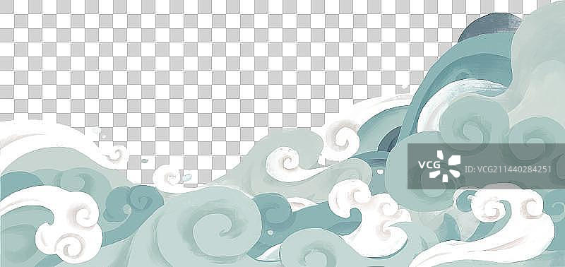端午节插画元素海浪图片素材